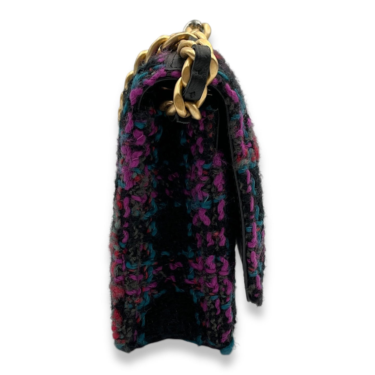 C19 Black, purple, pink,teal Wallet On Chain in Tweed, calf, 3-Tone hardware