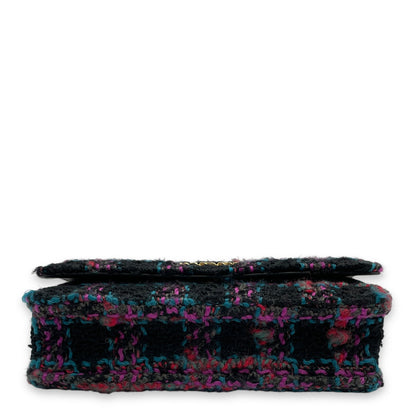 C19 Black, purple, pink,teal Wallet On Chain in Tweed, calf, 3-Tone hardware