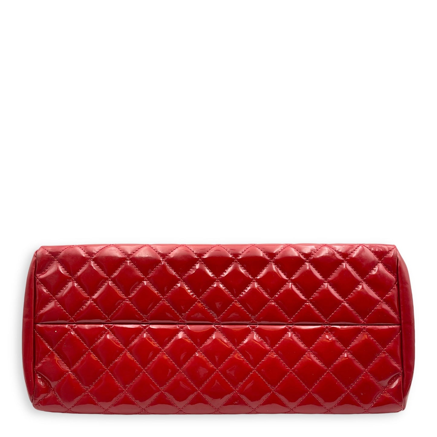 Mademoiselle Bowler Red Shoulder Bag in Patent Leather, Silver hardware
