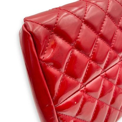Mademoiselle Bowler Red Shoulder Bag in Patent Leather, Silver hardware