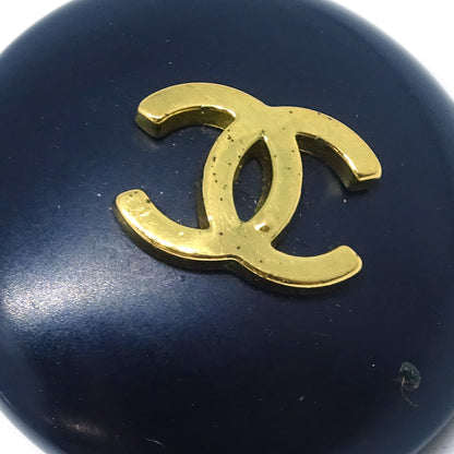 Chanel Button Earrings Clip-On Black 95P