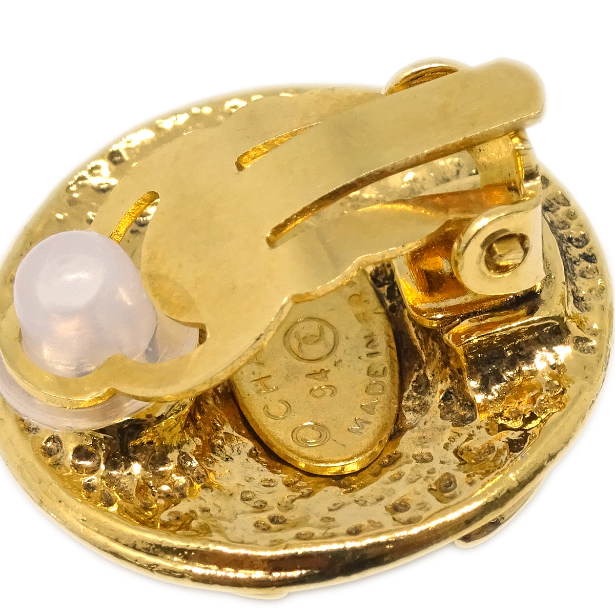 Chanel Button Earrings Clip-On Gold 94P