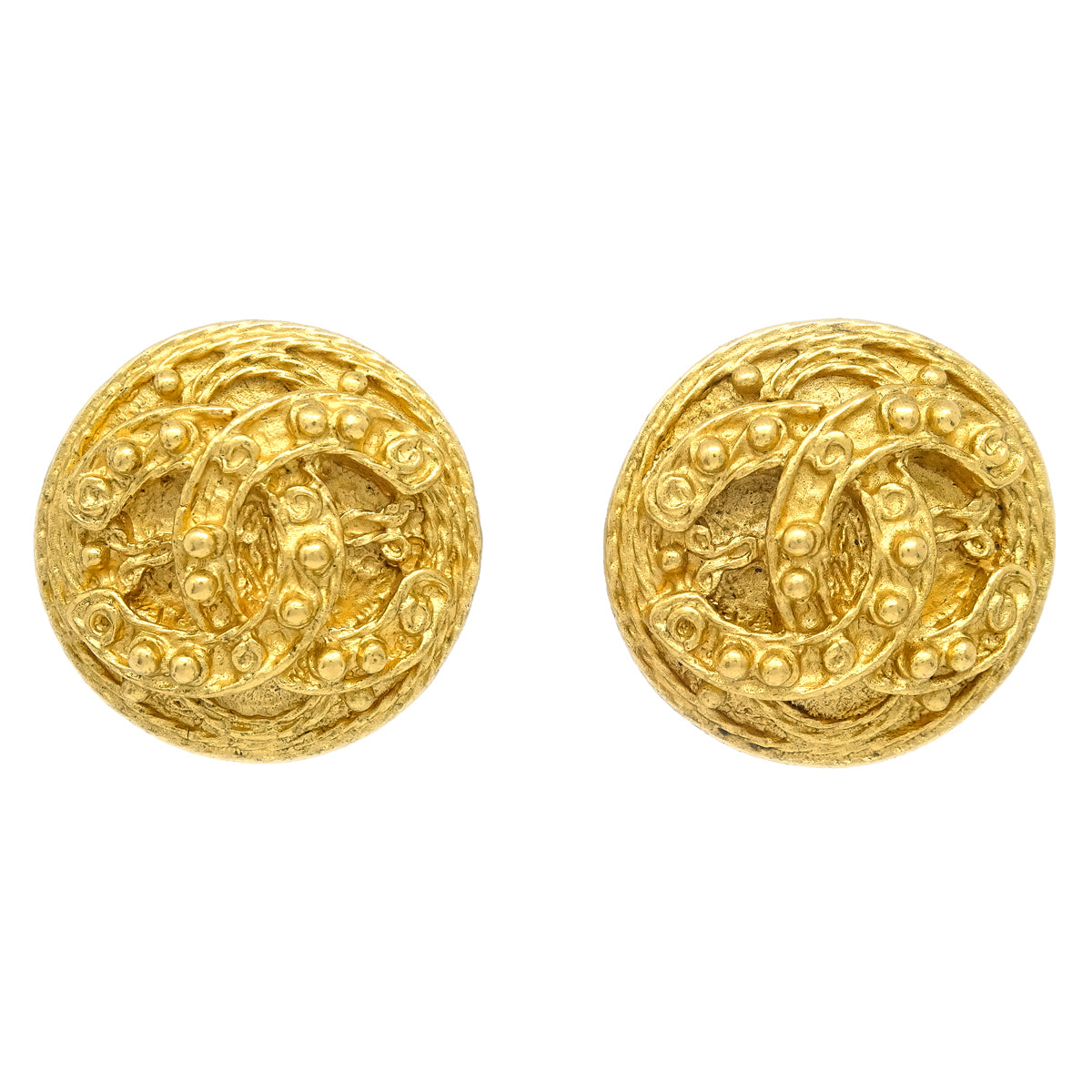 Chanel Filigree Earrings Clip-On Gold 94A