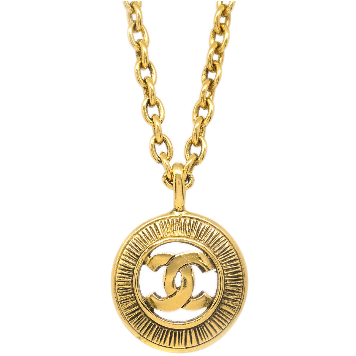 Chanel Medallion Pendant Necklace Gold 3848