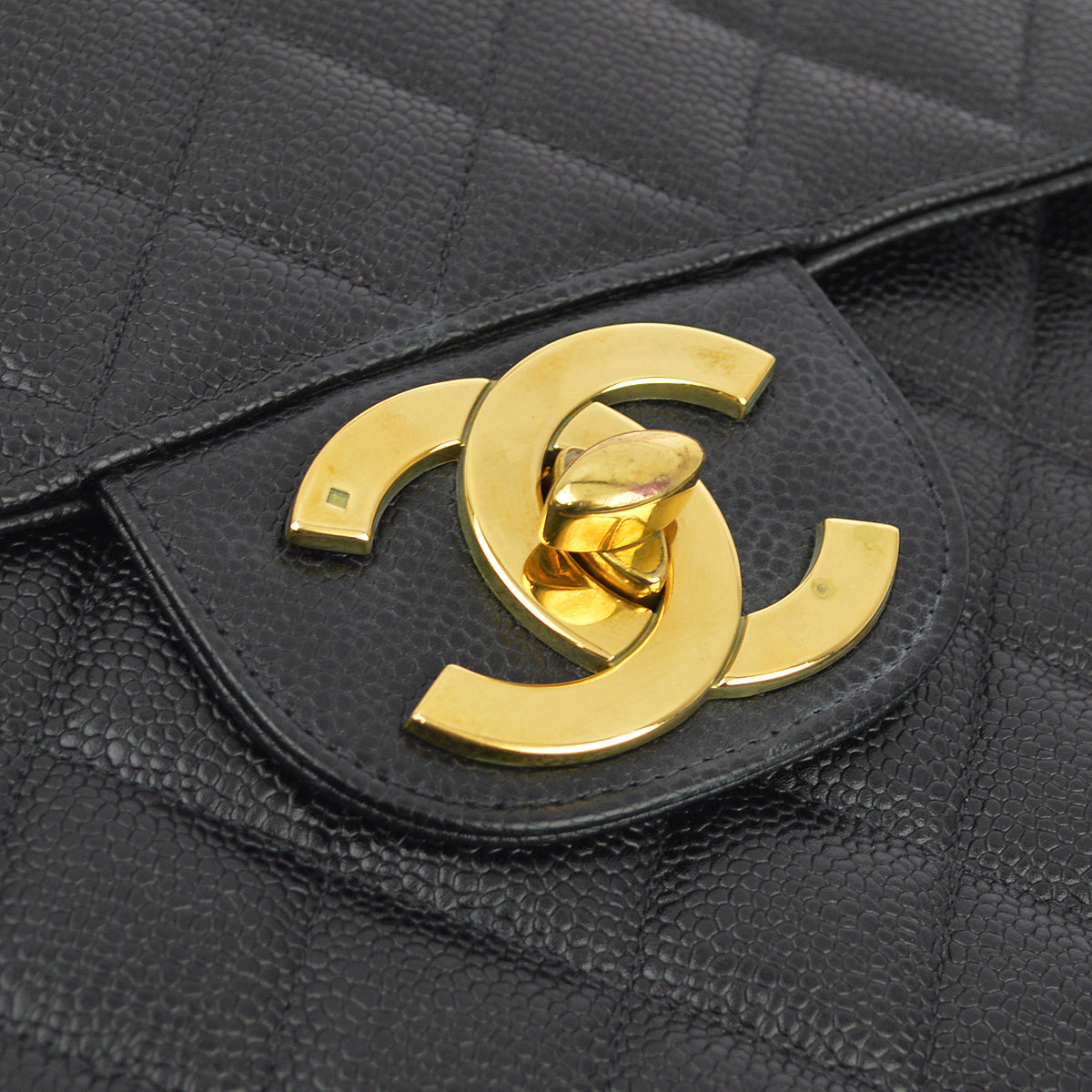 Chanel 1994-1996 Black Caviar Jumbo Classic Flap Bag