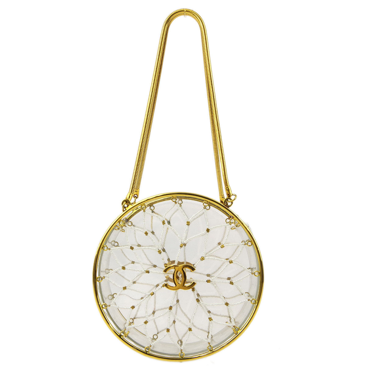 Chanel Clear Beaded Round Party Handbag