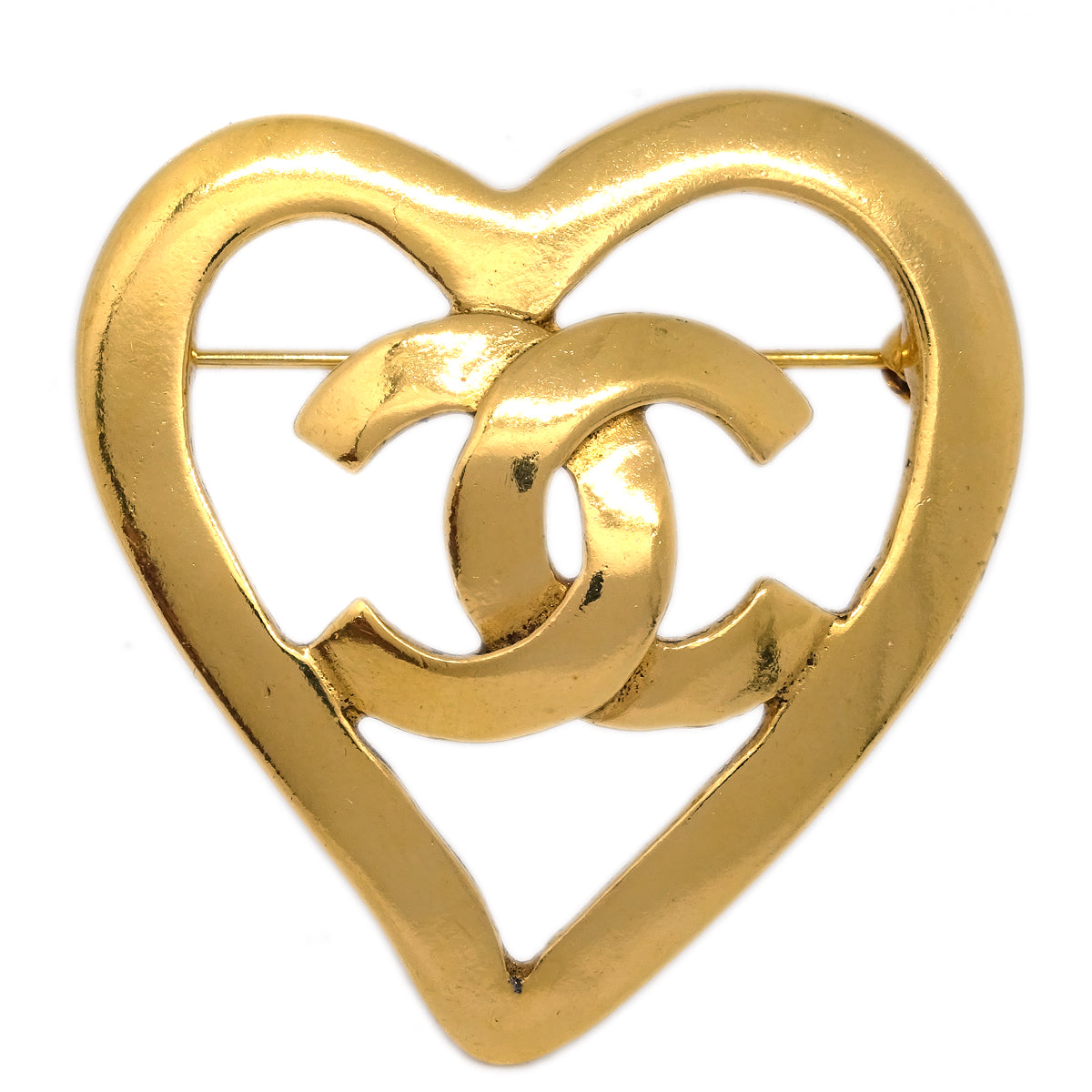 Chanel Heart Brooch Gold 95P