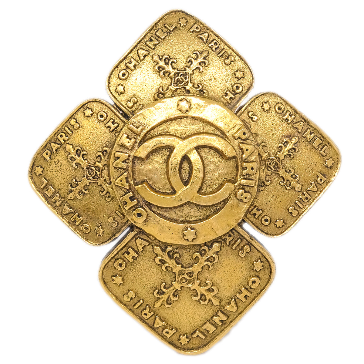 Chanel Cross Brooch Pin Gold 28/1244
