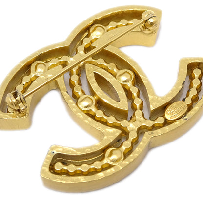 Chanel CC Brooch Pin Rhinestone Gold 02A