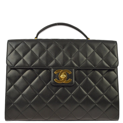 Chanel 1994-1996 Black Lambskin Briefcase Business Handbag
