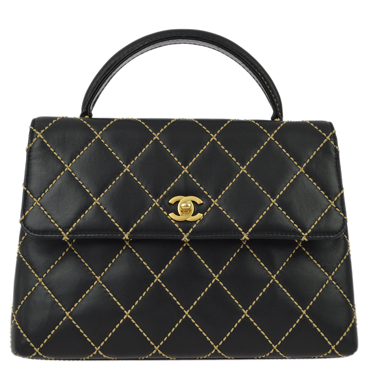 Chanel 2004-2005Black Calfskin Wild Stitch Kelly 30