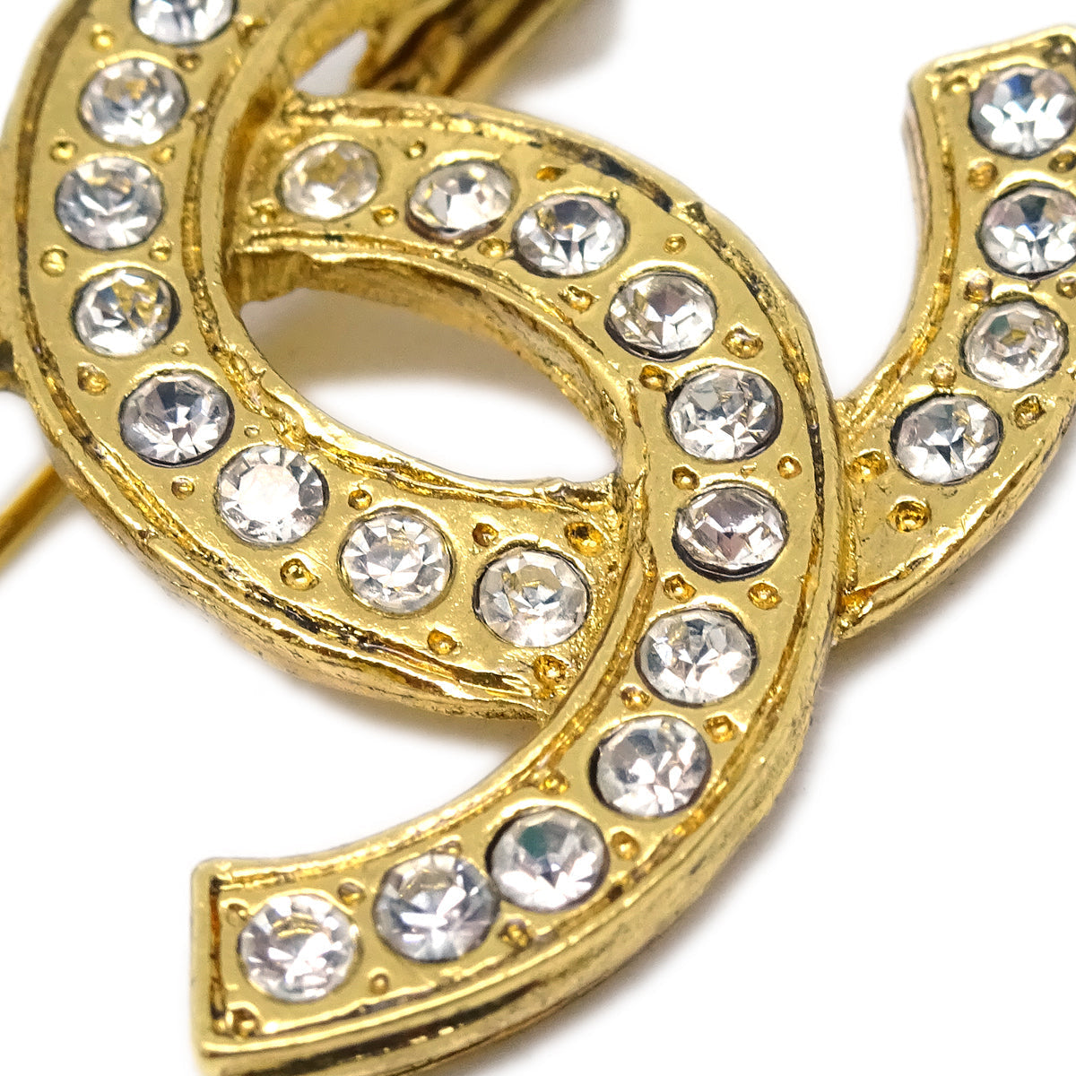 Chanel CC Brooch Pin Rhinestone Gold