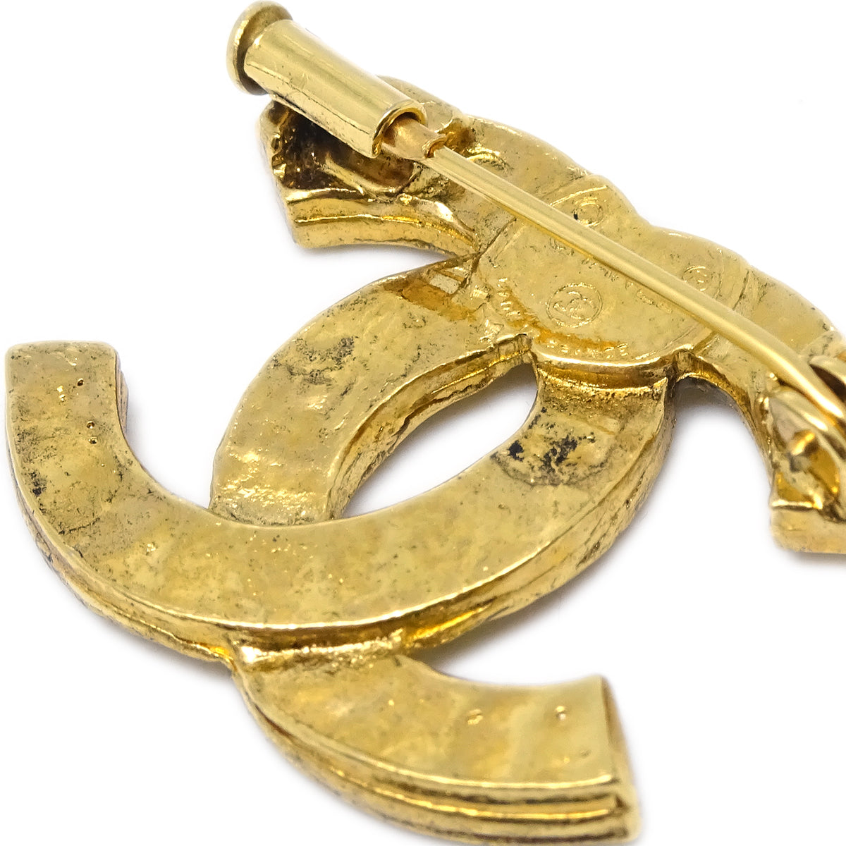 Chanel CC Brooch Pin Rhinestone Gold