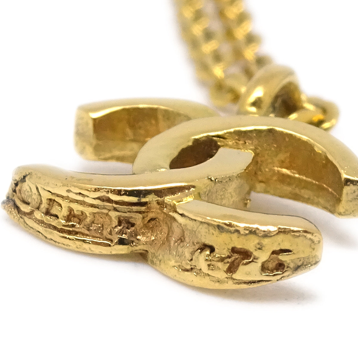 Chanel Mini CC Chain Pendant Necklace Gold 1982