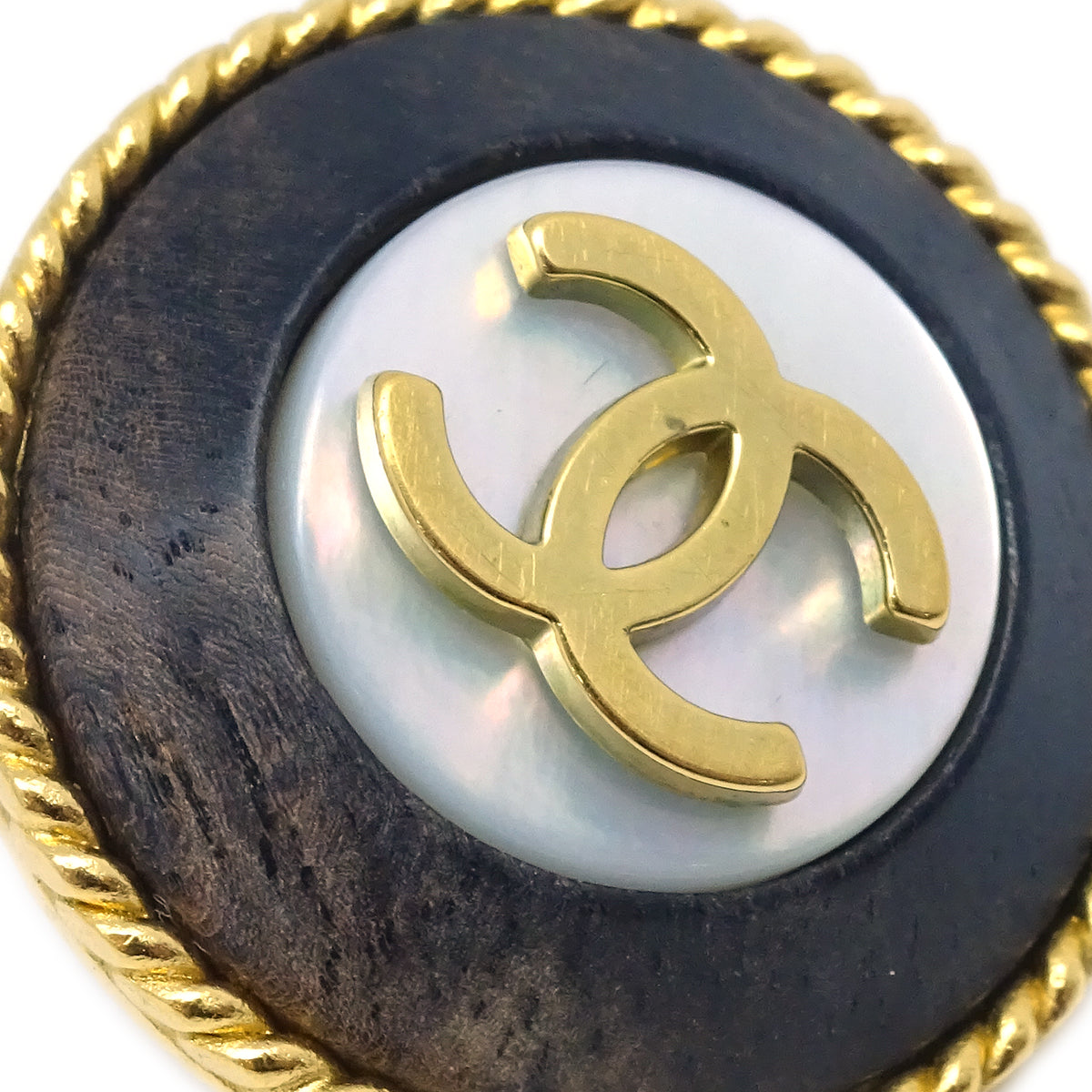 Chanel Mother of Pearl Rope Edge Earrings Clip-On