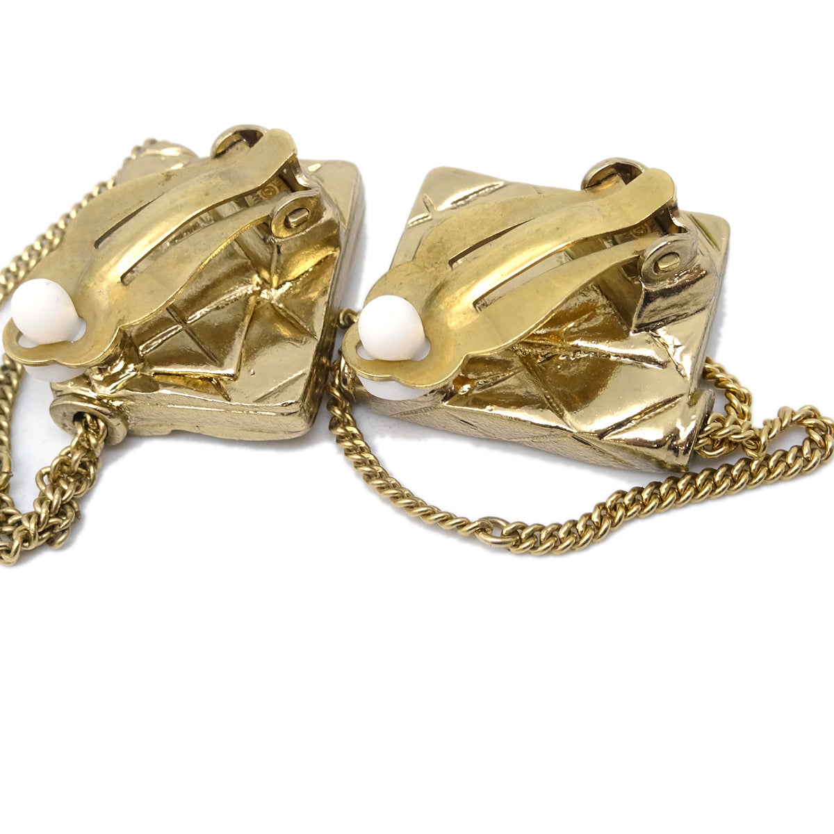 Chanel Gold Bag Dangle Earrings Clip-On 02P
