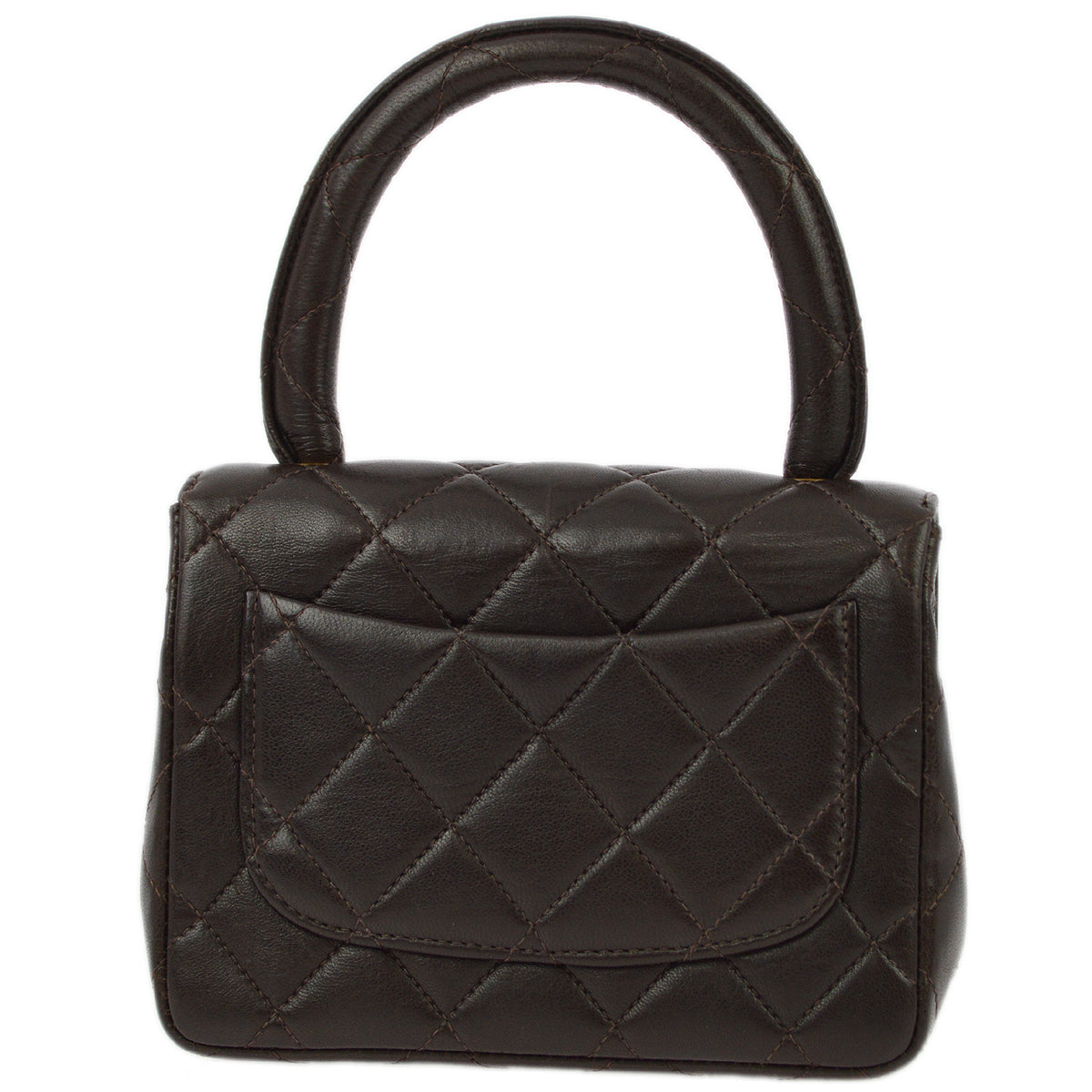 Chanel Brown Lambskin Classic Flap Micro Handbag