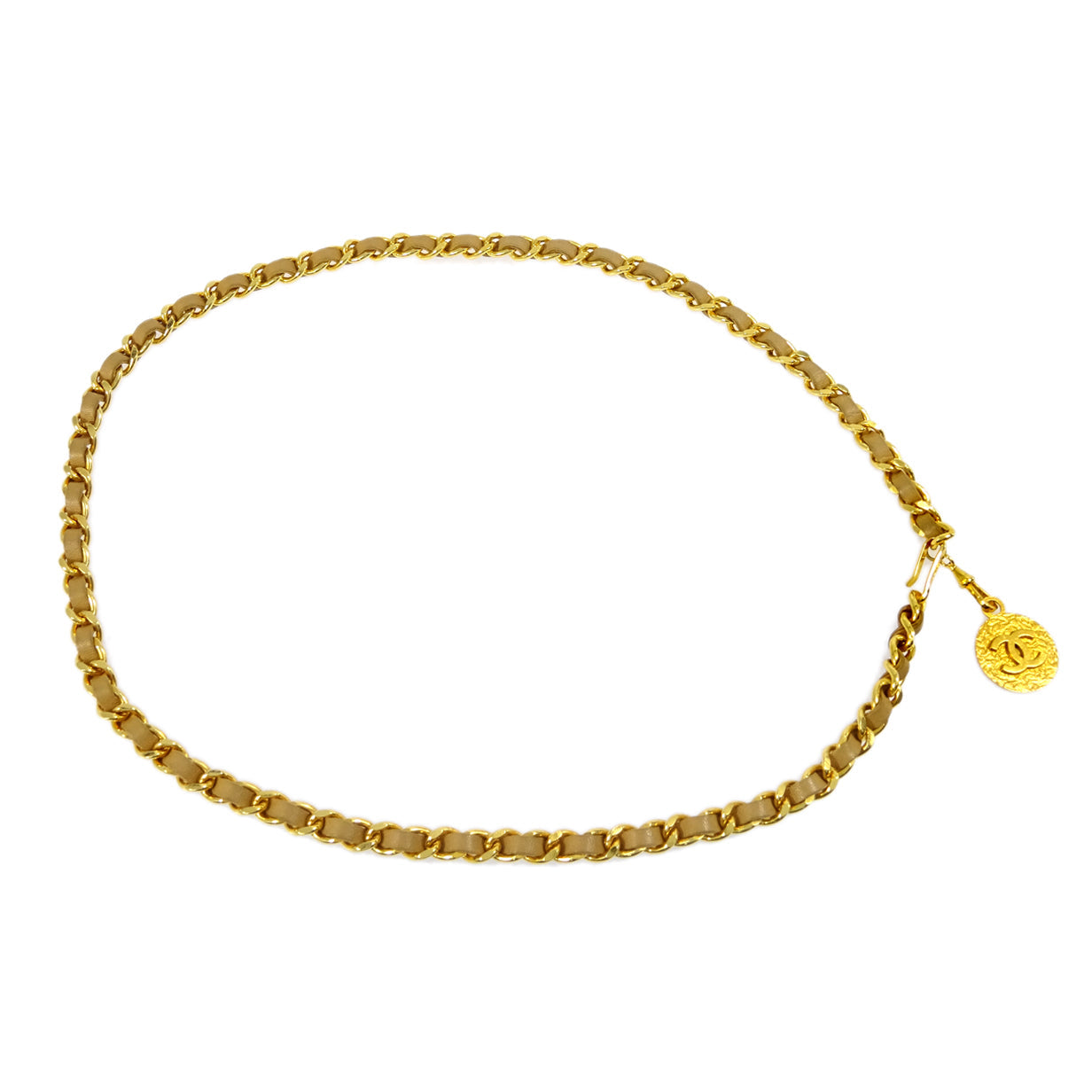Chanel Medallion Chain Belt Beige 1982 Small Good