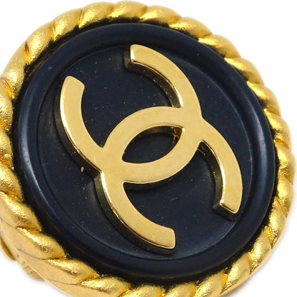 Chanel Black & Gold Rope Edge Earrings Clip-On