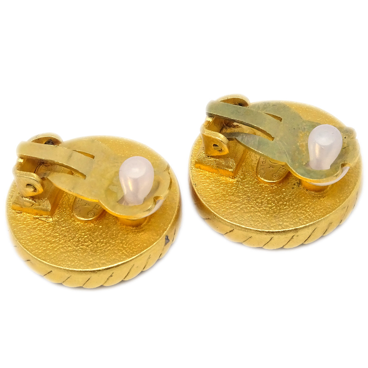 Chanel Black & Gold Rope Edge Earrings Clip-On
