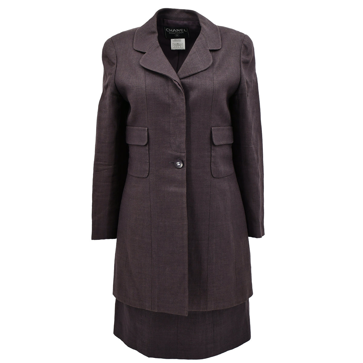 Chanel Spring 1998 Setup Suit Jacket Skirt Brown #38
