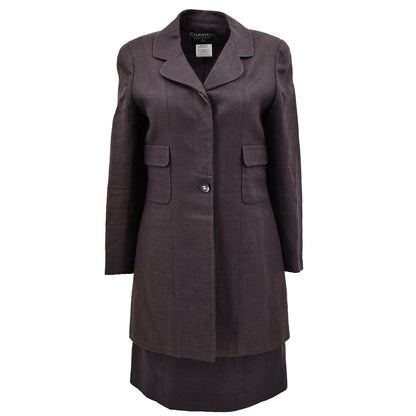 Chanel Spring 1998 Setup Suit Jacket Skirt Brown #38
