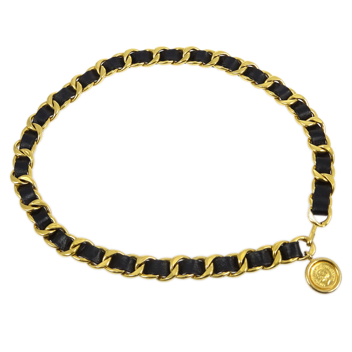 Chanel Medallion Chain Belt Black Small Good