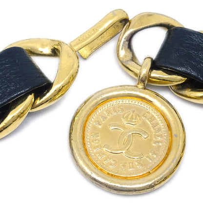 Chanel Medallion Chain Belt Black Small Good