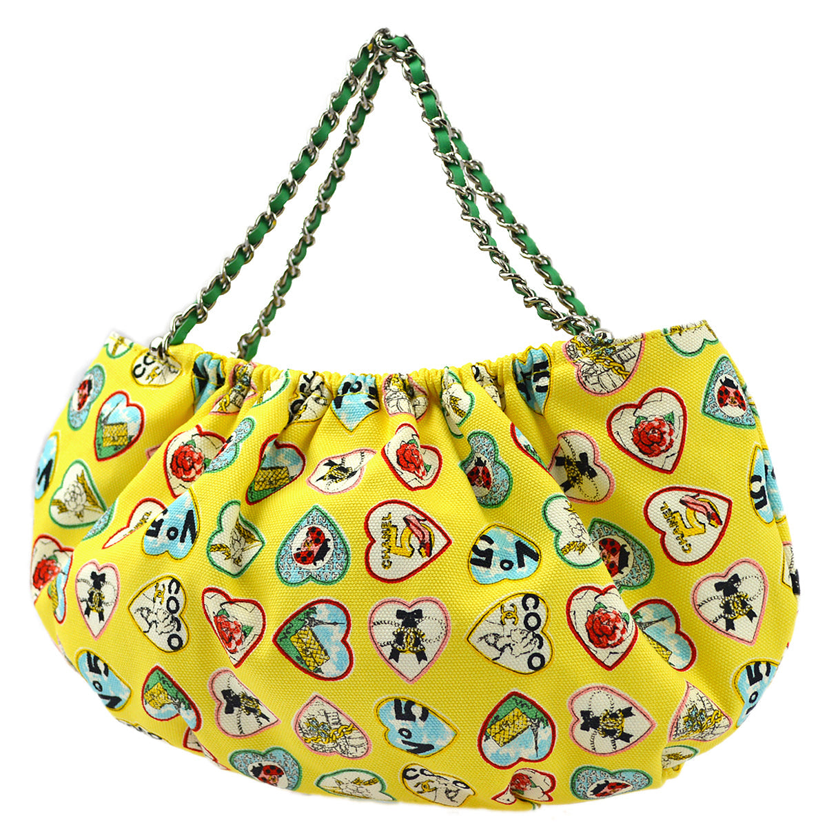 Chanel 2006 Yellow Canvas Valentine Chain Handbag
