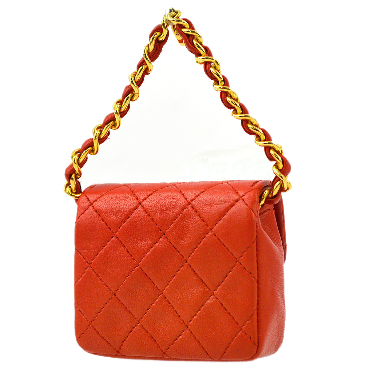 Chanel Red Lambskin Classic Flap Micro Bag