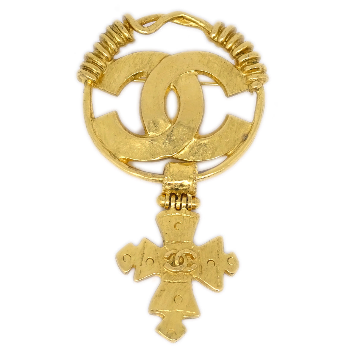 Chanel Cross Brooch Pin Gold 94P