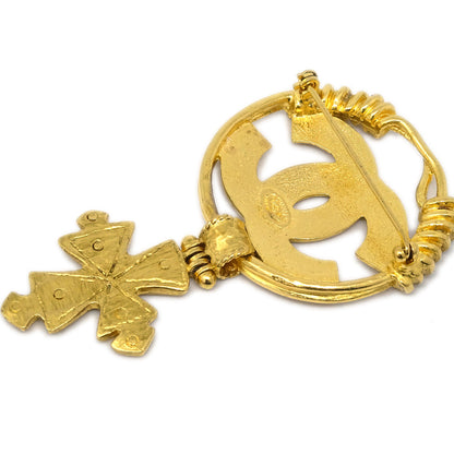 Chanel Cross Brooch Pin Gold 94P