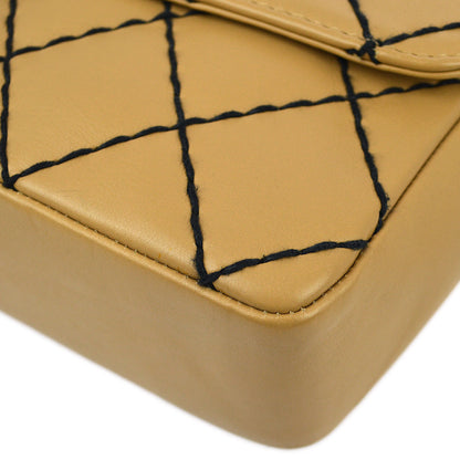 Chanel 2000-2001 Calfskin Medium Wild Stitch Straight Flap Bag