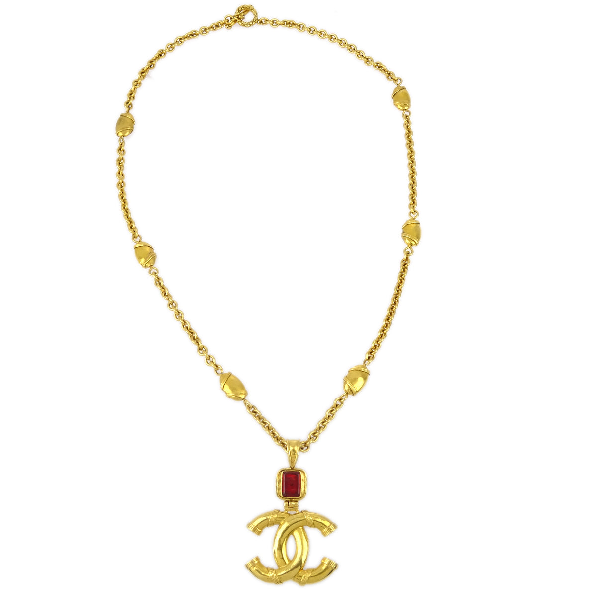 Chanel Gripoix Gold Chain Pendant Necklace 94A