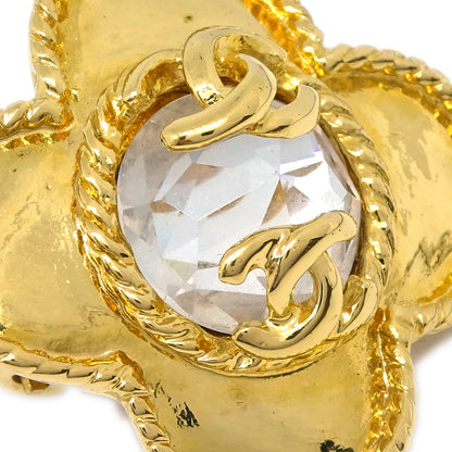 Chanel Gold Earrings Clip-On Rhinestone 95A