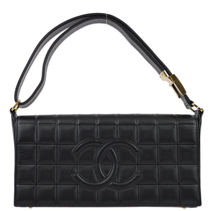 Chanel 2001-2003 Black Lambskin Choco Bar Shoulder Bag