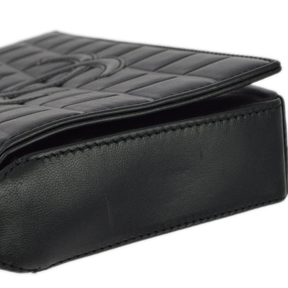 Chanel 2001-2003 Black Lambskin Choco Bar Shoulder Bag