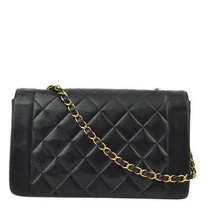 Chanel 1994-1996 Black Lambskin Medium Diana Shoulder Bag