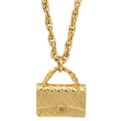 Chanel Bag Chain Pendant Necklace Gold 95P