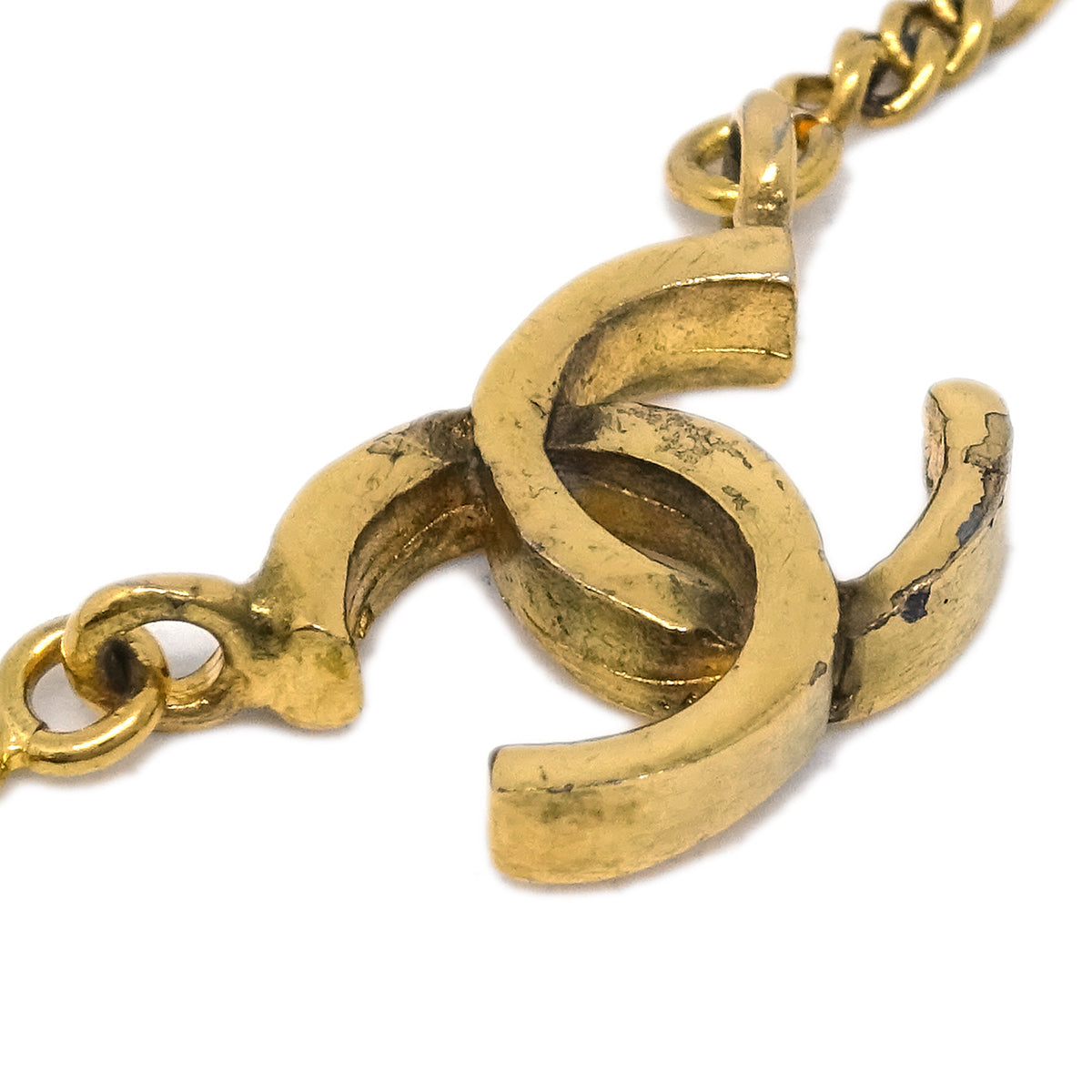 Chanel CC Chain Pendant Necklace Gold 1982