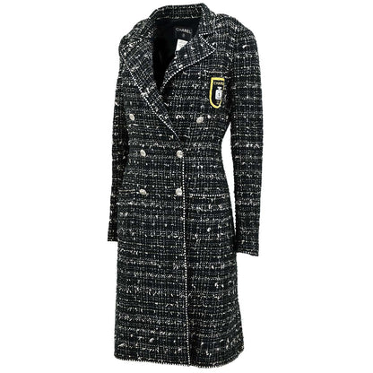 Chanel Emblem Double Breasted Jacket Black Tweed 05C #36