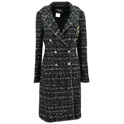 Chanel Emblem Double Breasted Jacket Black Tweed 05C #36
