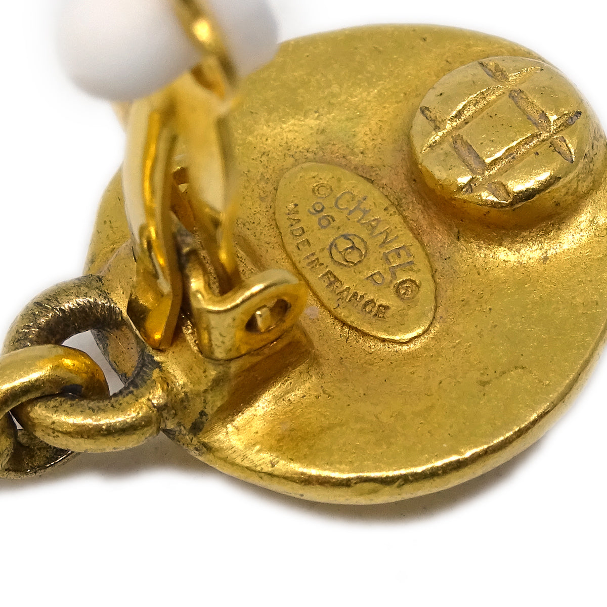 Chanel Dangle Earrings Clip-On Gold 96P