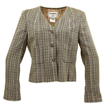 Chanel Collarless Jacket Beige 03P #44