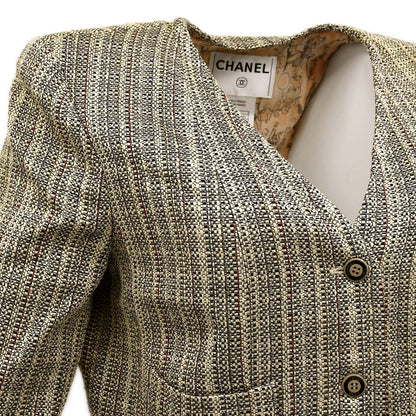Chanel Collarless Jacket Beige 03P #44