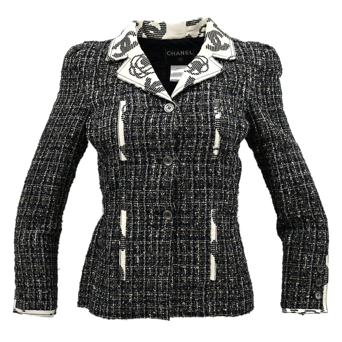 Chanel Single Breasted Jacket Black 06P #36
