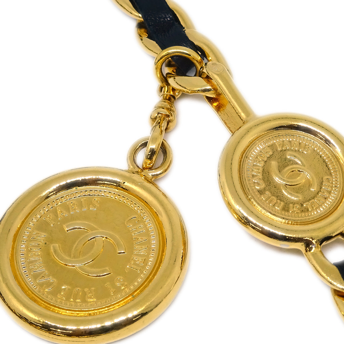 Chanel Medallion Chain Belt Black Small Good