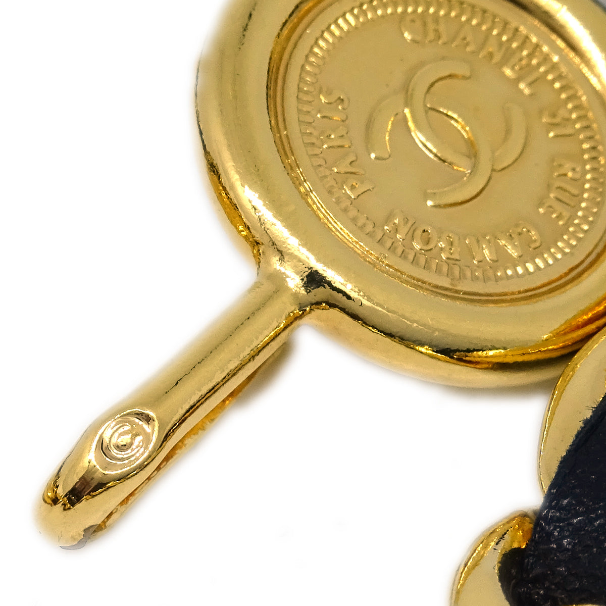 Chanel Medallion Chain Belt Black Small Good