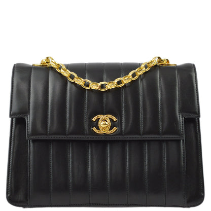 Chanel 1991-1994 Lambskin Vertical Stitch Flap Bag