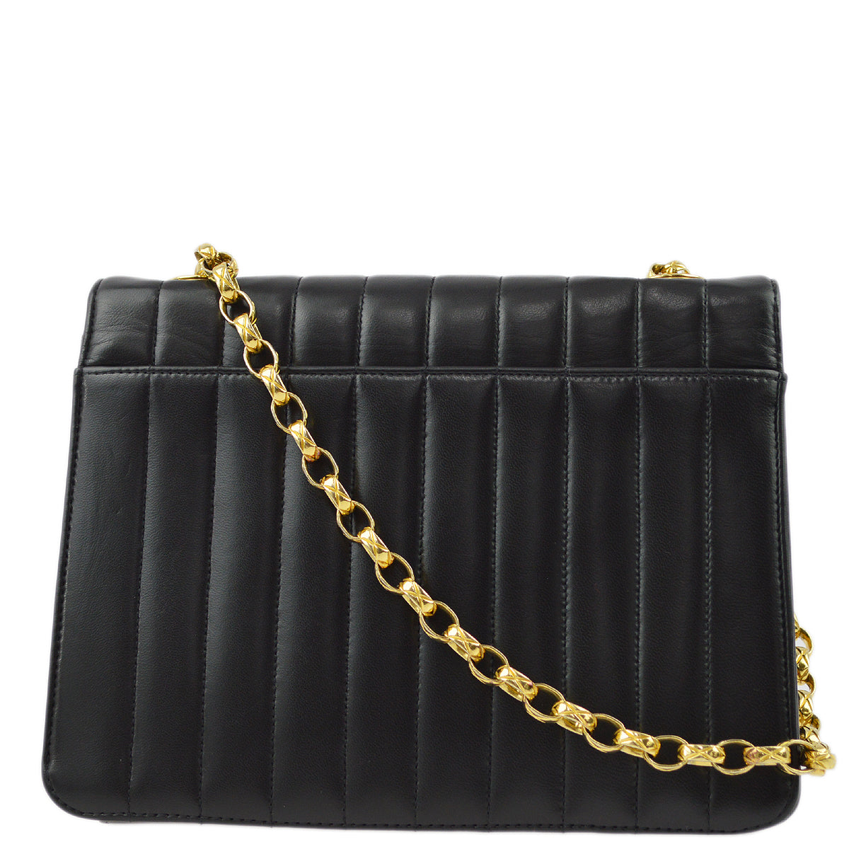Chanel 1991-1994 Lambskin Vertical Stitch Flap Bag